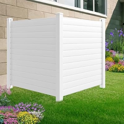 No Dig Air Conditioner Fence PVC Privacy Screen 2 Panels Trash Can Fence 50" W X 50" H Swimming Pool Equipment Enclosure Outdoor Privacy Walls for HOA