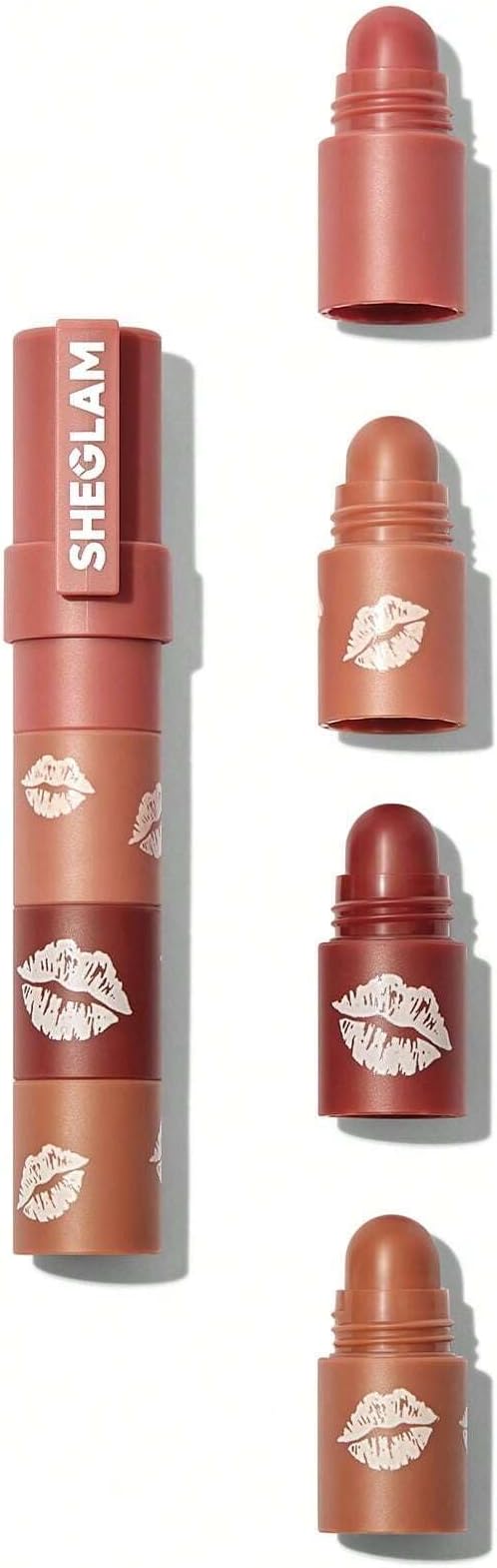 SHEGLAM Makeup - Mega Lip Stacks - 4 in 1 Lipstick Combos - Matte Finish (Bare Stack)