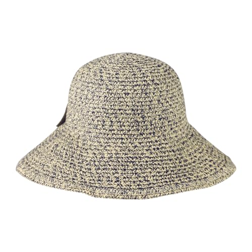 Sombrero de paja ancho para mujer con moño azul miniatura 5