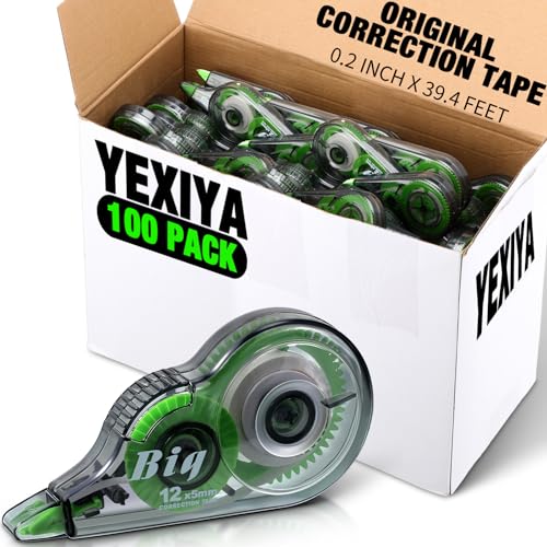 Image of Yexiya 100 Pcs Correction Tapes Original Correction Wide Eraser Applicator Easy to Use Applicator Translucent Tapes Shows for Office Note Journal Scrapbooking, 0.2 Inch x 39.4 Feet