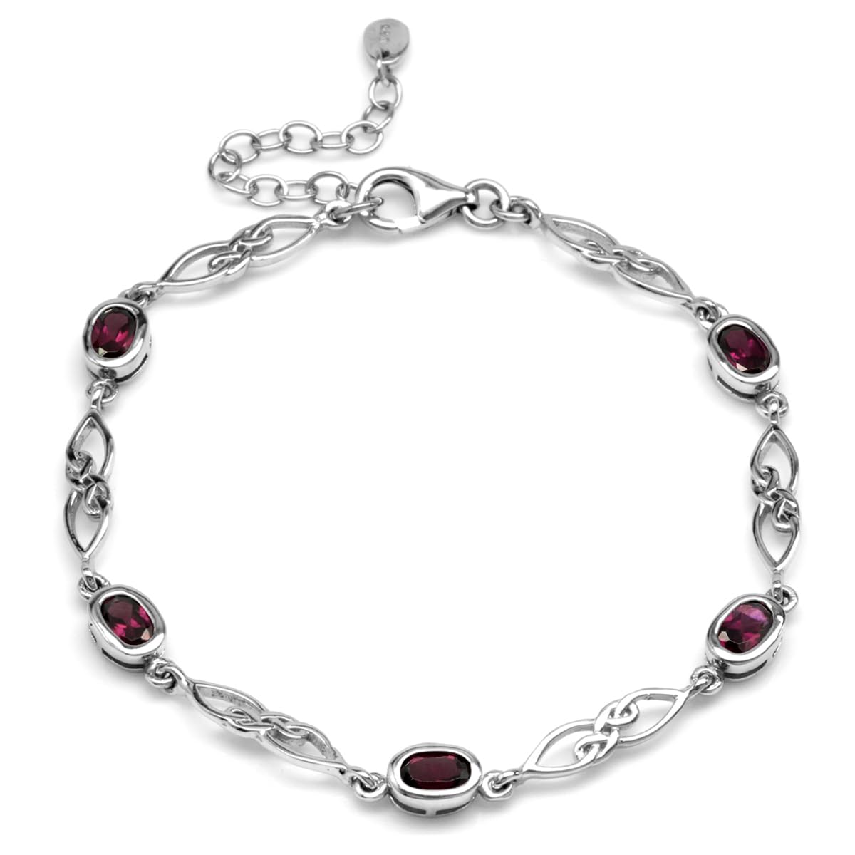 Silvershake Birthstone Gemstones White Gold Plated or Yellow Gold Plated 925 Sterling Silver Scroll/Filigree Celtic Knot Weave 7.25 to 8.75 Inch with Adjustable Extension Bracelet Jewelry for Women