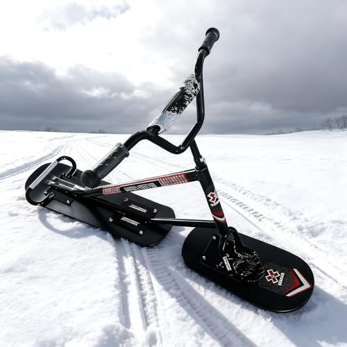 Luge à neige double pour adultes et adolescents, ski arrière rotatif à 360 degrés, cadre en aluminium avec bois d'érable, pour les sentiers damés et les aventures en arrière-pays