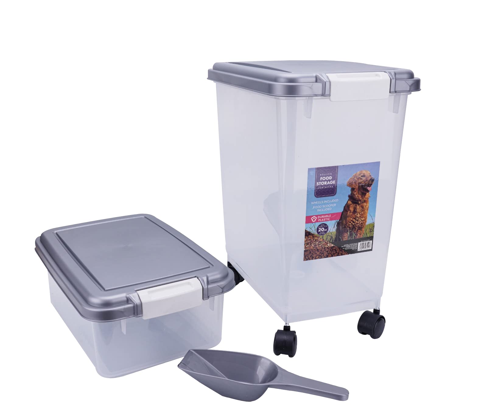 Spot On Dealz Transparent Spot On Dealz® Dog Food Storage Container Cat Pet Biscuit Containers For Dry Food With Measuring Scoop Small And Large 3 Piece Airtight Food Dispenser Clear Plastic