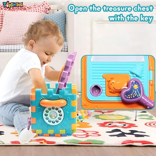 Image of Toyshine 6 in 1 Educational Shape Sorter Baby Activity Cube Montessori Toy Gift for Babies 6-18 Months, Multicolor