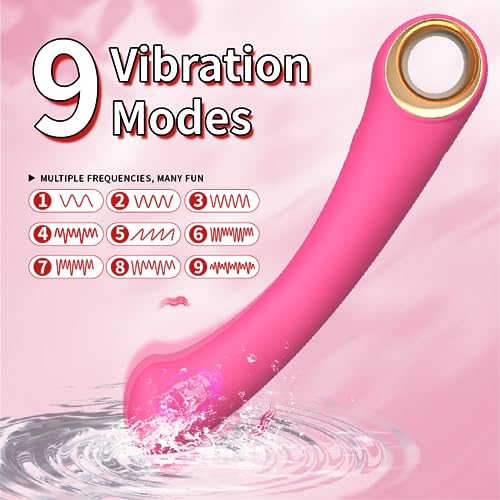 Clitoral G Spot Vibrator Sex Toy for Women,Personal Wand Massager with 9 Vibrating Modes,Waterproof Bullet Finger Anal Training Vibrators for Couple,Soft Silicone Dildo Adult Sex Toys&Game (Pink) - Image 3