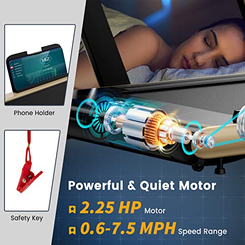 Image of Goplus 2 in 1 Folding Treadmill, 2.25HP Superfit Under Desk Electric Treadmill, Installation-Free with Remote Control, APP Control and LED Display, Walking Jogging for Home Office