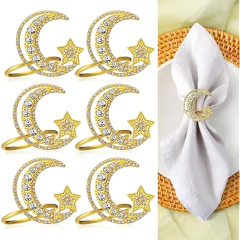 Kesote Gold Star and Moon Napkin Rings Cover