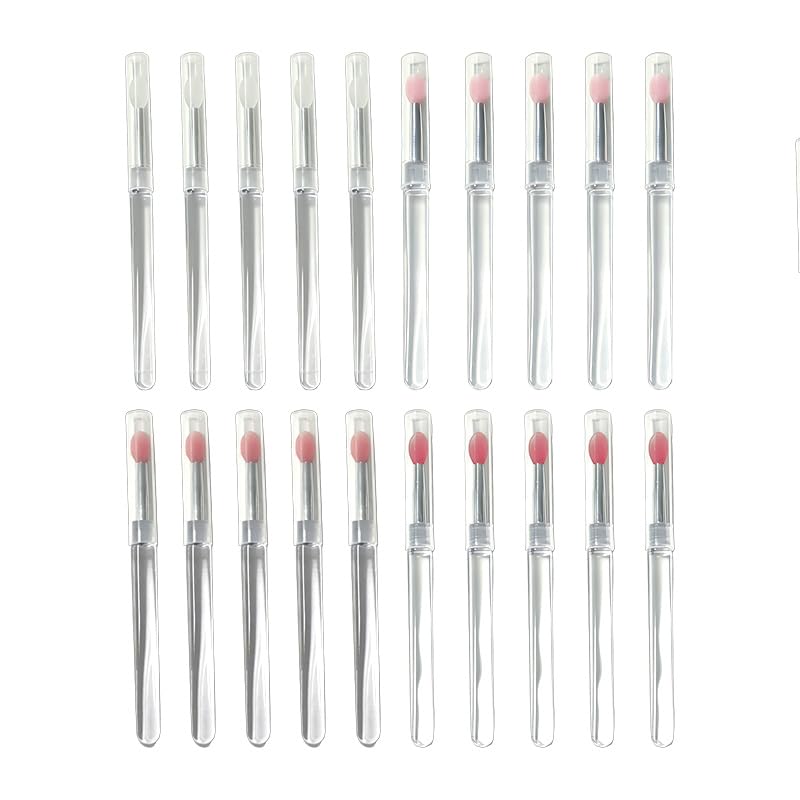 20Pcs Lip Mask Applicator,Silicone Lip Brushes with Caps, Reusable Lip Gloss Applicators for Lipstick Lip Balm Eyeshadow, Portable Makeup Tools Set 4 Colors