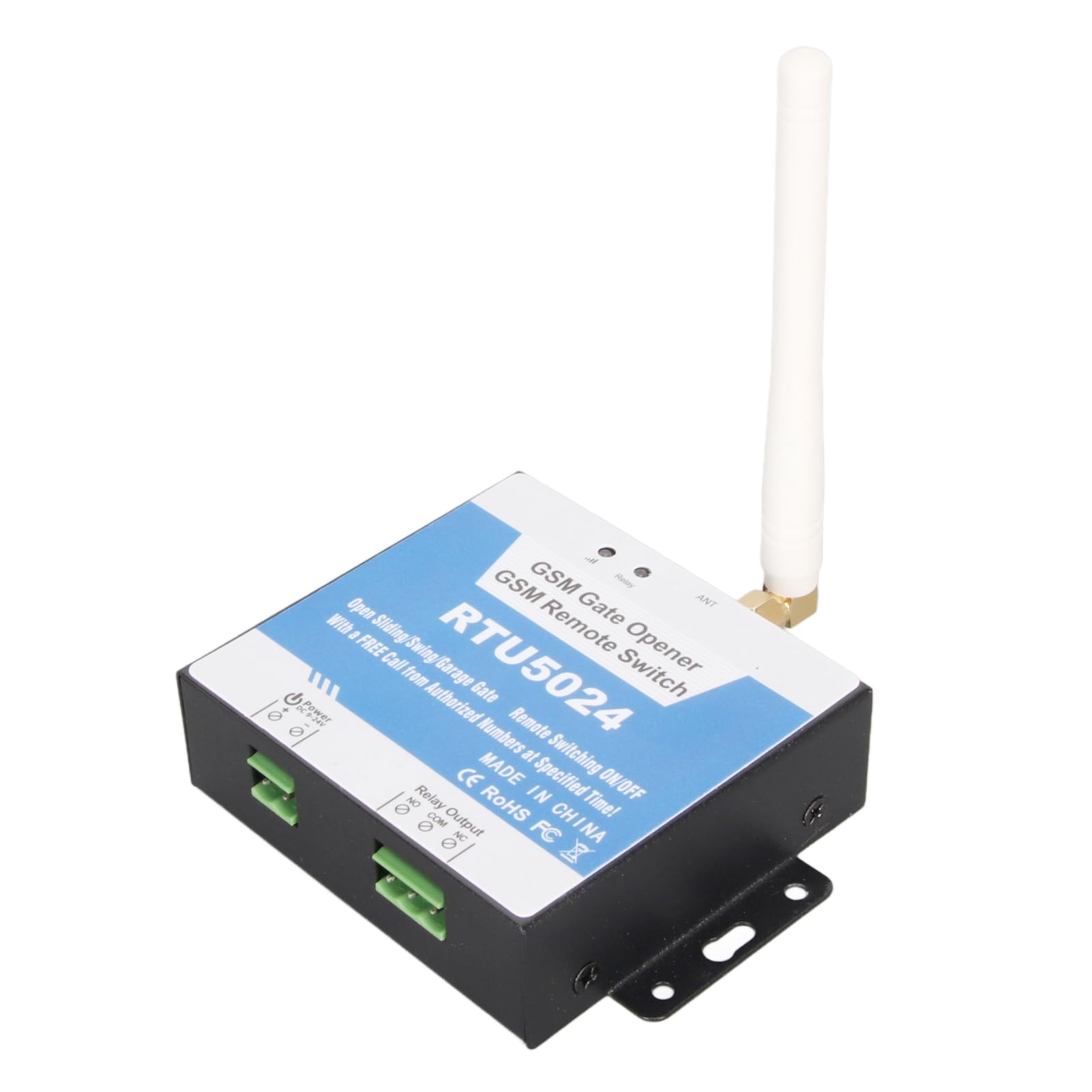 GSM Gate Opener, Remote Control Switch, Metal RTU5024 Access Controller for 2G Network with Easy APP Operation, Caller ID, Suitable for Doors, Garages, Warehouses