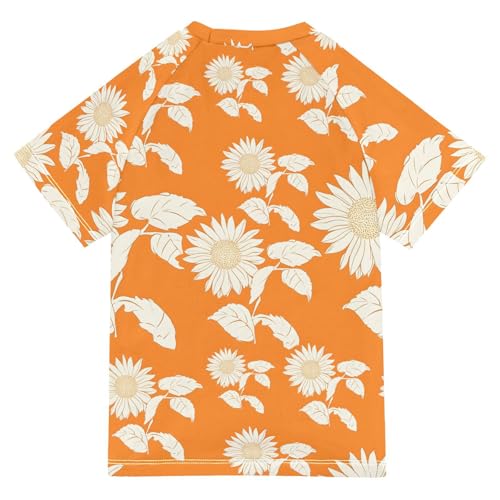 ALAZA Kids Rash Guard Girls Toddler Swim Shirts Short Sleeve Sunflowers Orange UPF 50+ 3T2