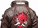 Men's Genuine Sheepskin Cyberpunk Cosplay Gaming Leather Jacket, Brown with Red Skull Design Embroided (US, Alpha, 3X-Large, Regular, Regular, Brown)