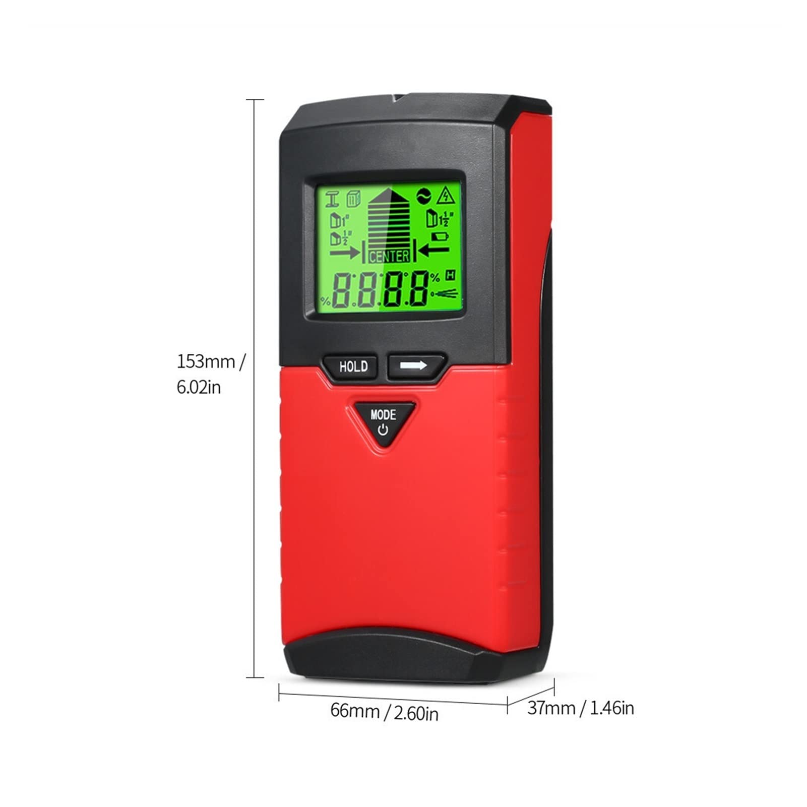 Detector de metales para adultos y niños Detector de metales, un escáner de pared 6-IN-1 actualizado, con 5 modos de escaneo y un nivel digital que escanea tachuelas, metal, cables de CA, madera y LCD