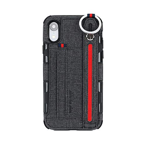 Carcasa para Apple iPhone XR Tela Funda with Credit Card Holder Protection Anti-Choque Silicona Phone Case Cover Ultra-Delgado Caja del teléfono móvil Caso (Negro, Apple iPhone XR)