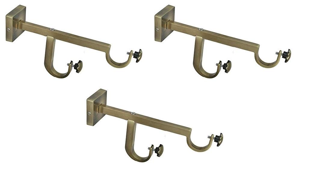 A & Y Traders Strong Double Antique Finish Brackets for 2 Curtain Rods Pack of (3)