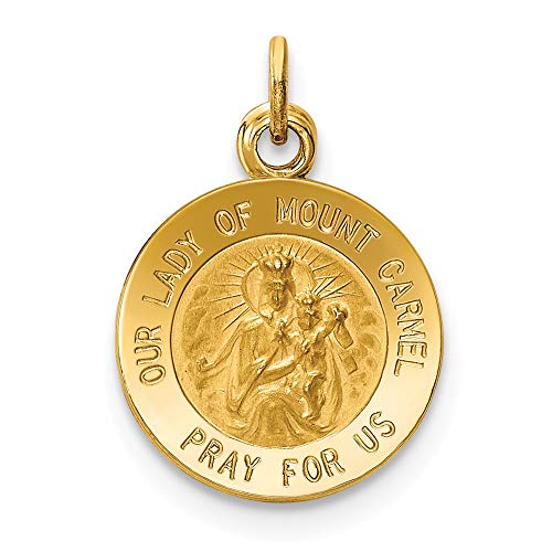 14k Yellow Gold Our Lady Of Mt. Carmel Medal Pendant Charm Necklace Religious Mt Fine Jewelry For Women Gifts For Her