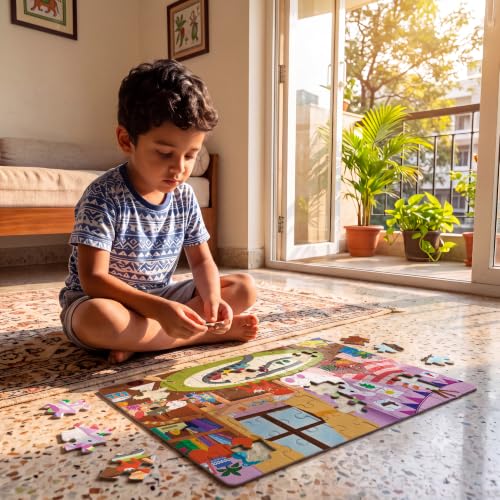 Image of The Curious Bees - Seek & Spot Puzzle & Game - Playroom Puzzle | 60 Pieces + 10 Seek Cards | Gifts for Boys and Girls Ages 4-8 | BIS Approved | Made in India