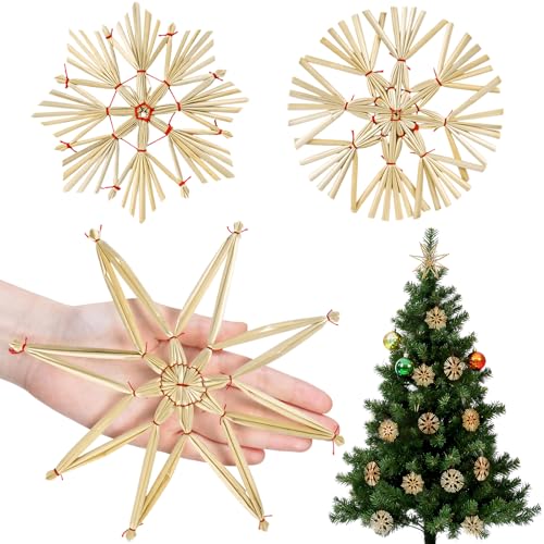 15 Stück Strohsterne Christbaumschmuck Groß Ø ca 20 cm/Klein Ø...