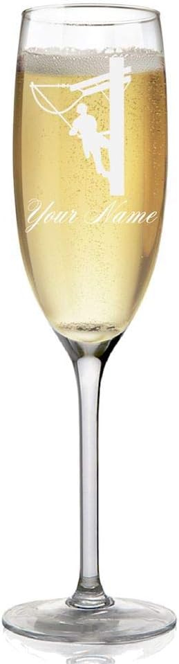 Champagne Glass, Lineman, Personalized Engraving Included