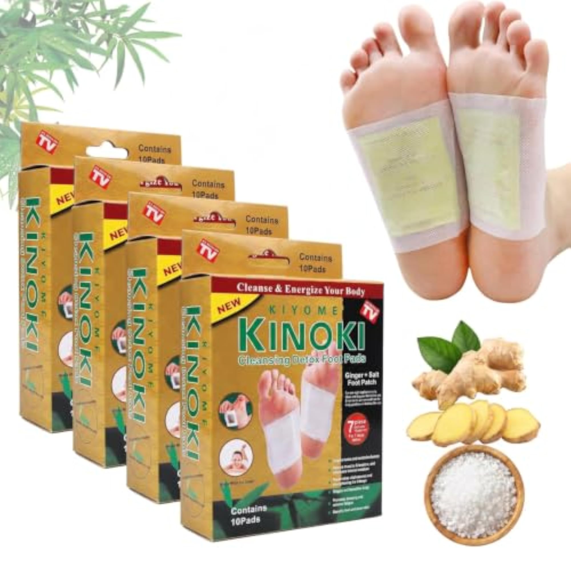 Kinoki Golden Herbal Foot Pads, Pack of 4