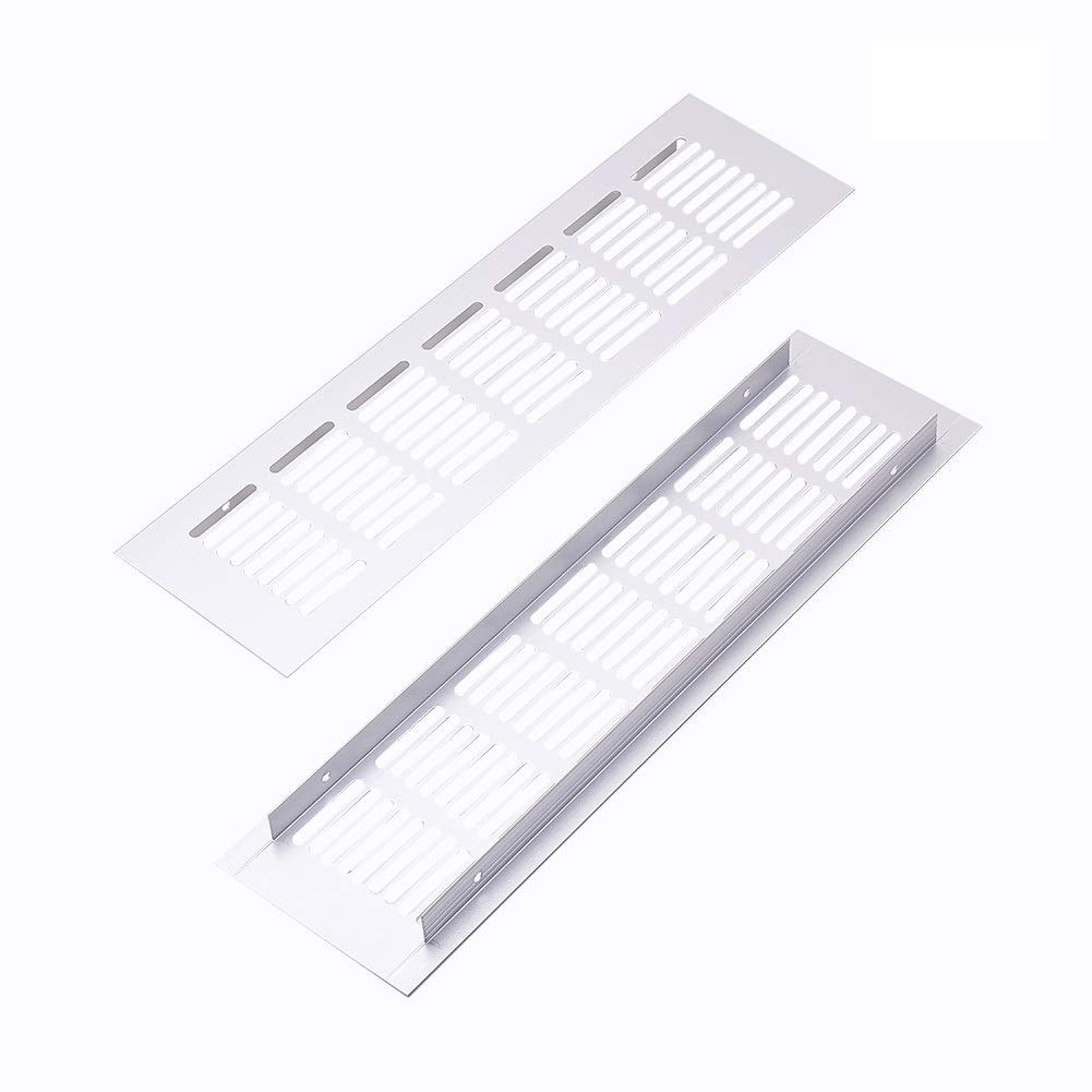 MroMax Air Vent Grille for Wardrobe Shoes Cabinet Sink Kitchen Stove Bathroom Door Aluminum Alloy Rectangle Ventilation 80mmx300mm 2pcs