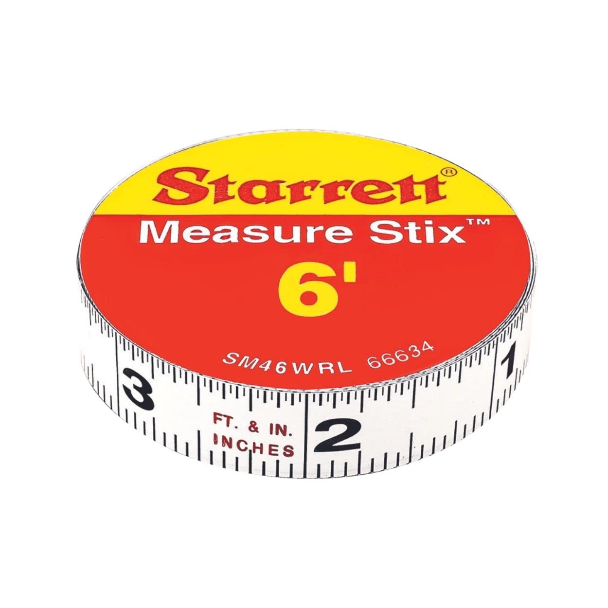 Starrett Tape Measure Stix with Adhesive Backing - Mount to Work Bench, Saw Table, Drafting Table - 1/2" x 6', Standard Imperial, Right-Left Reading - SM46WRL