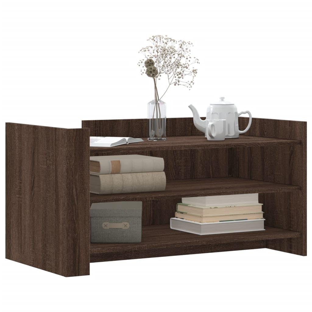 Mesa de café marrón efecto roble 100 x 50 x 50 cm de material de madera con amplio espacio de almacenamiento y dos posibilidades de montaje, mesa estable para bebidas, material duradero