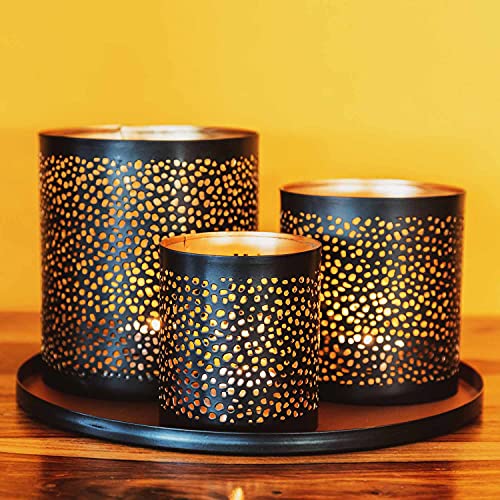 Orientalisches rundes Tablett Schale aus Metall Monaco 25cm groß Kupfer | Orient Dekoschale mit hoher Rand… – Bild 6