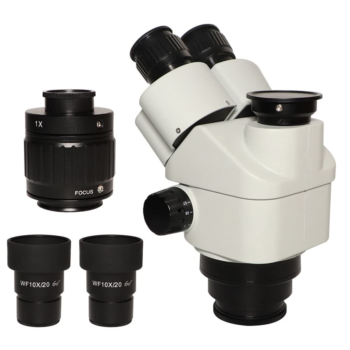 Części zamienne do mikroskopów laboratoryjnych trójokularowa głowica mikroskopu stereo z symulacyjnym ogniskopem ciągłym 7-45X + okulary Super Widefield WF10X/20 + kamera CTV H_D 1,0X