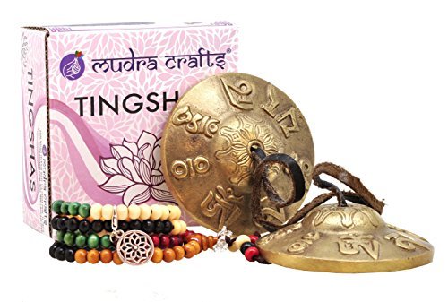 Mudra Crafts Tibetan Tingsha Bells Yoga Chimes - Mantra Tingsha Cymbals Tibetan Chimes Tibetan Meditation Bells for Meditation - Large Finger Cymbals Tibetan Bells Chime