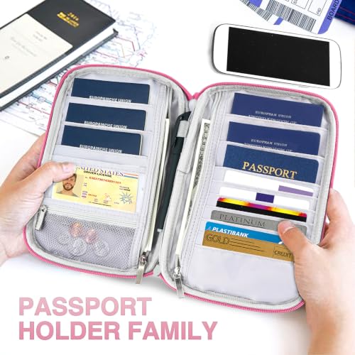 Image of Passport Holder Family, Women Rfid Blocking Passport Wallet, Travel Essentials Premium Wallets, Waterproof Passport Holders Bag for Men Traveling, Travel Document Organizer Credit Cards Case