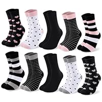 Cirorld Socken Damen 10 Paar,Bunte Baumwollsocken 39-42, Lange Strümpfe, Atmungsaktiv & Bequem, Winter Sportsocken, Streifen Punkte Muster