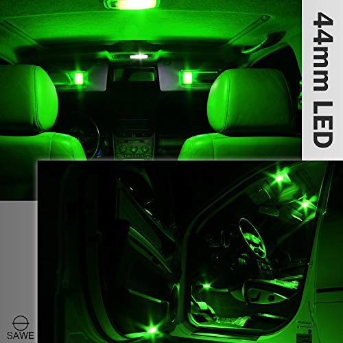 Sawe - 44Mm 6-Smd 5050 Festoon Dome Map Interior Led Light Bulbs Lamp For 6411 578 211-2 212-2 (10 Pieces) (Green) #TOP4