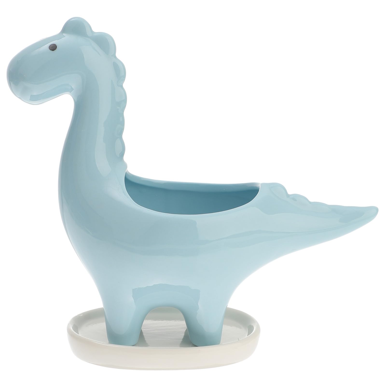 Vasetto In Ceramica A Forma Di Dinosauro Per Pi Grasse – Celeste, 18x7,3 Cm, Decorazione Da Tavolo