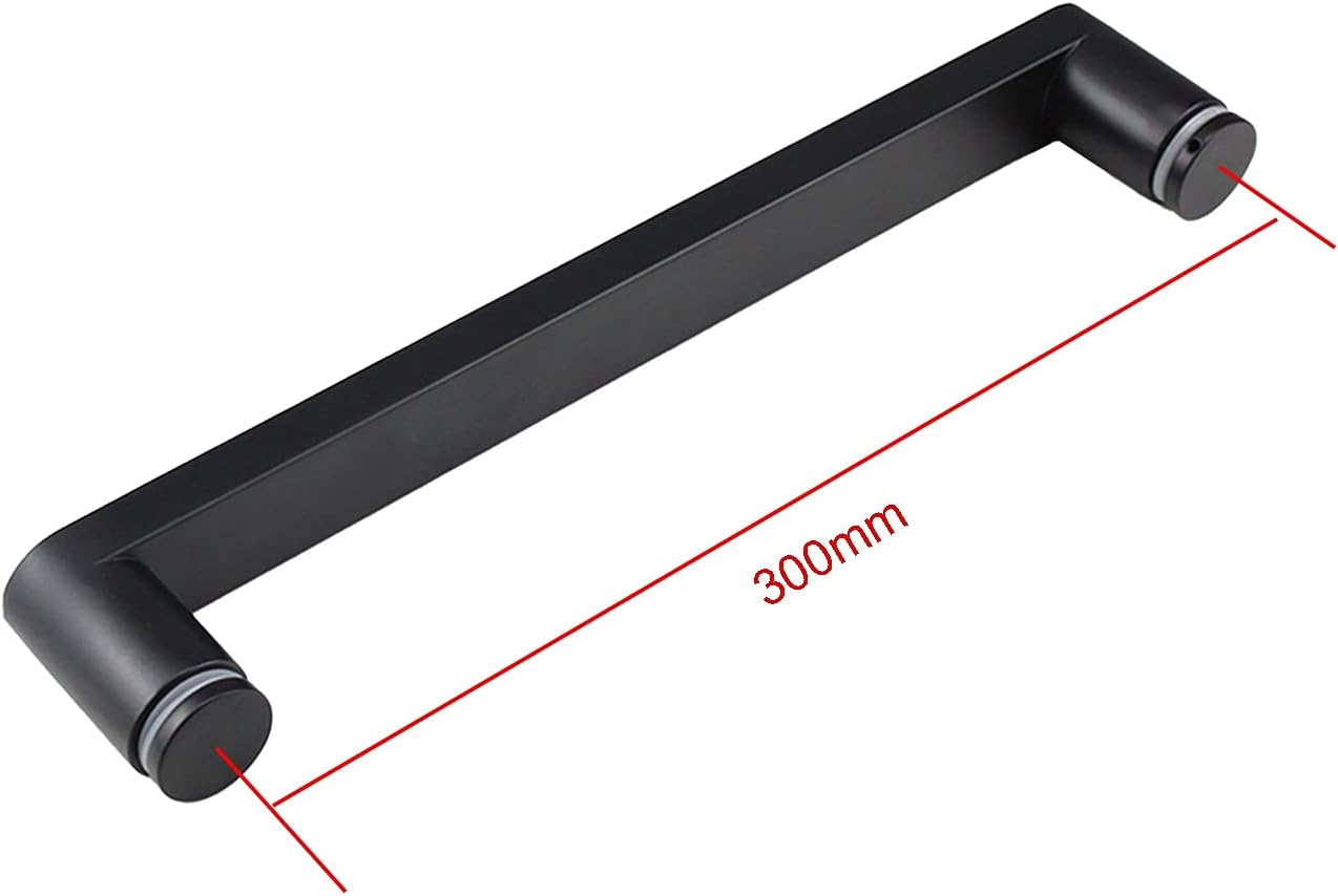 Pull Push Door Handles,Glass Door Handle Shower Door Handle Black 304 Stainless Steel Door Knob Replacement (Size : 275mm) (Size : 300mm)