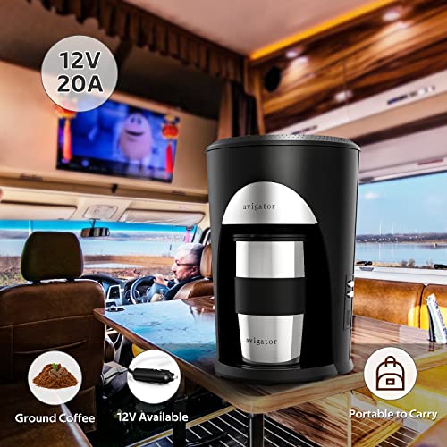 Avigator Portable Coffee Maker, 12V Car Coffee Maker, Travel Coffee Maker For Driving Camping Rv Outdoor, Americano Coffee Machine With 10Oz Coffee Cup Auto Shut-Off（Sliver And Black） #TOP1