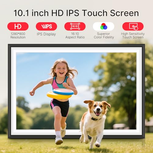 Image of Frameo 10.1 inch Digital Picture Frame, Smart WiFi Digital Photo Frame with 1280x800 HD IPS Touch Screen 32GB Storage Auto-Rotate Wall Mounted, Share Photos /Videos from Phone Anywhere(Black&White)
