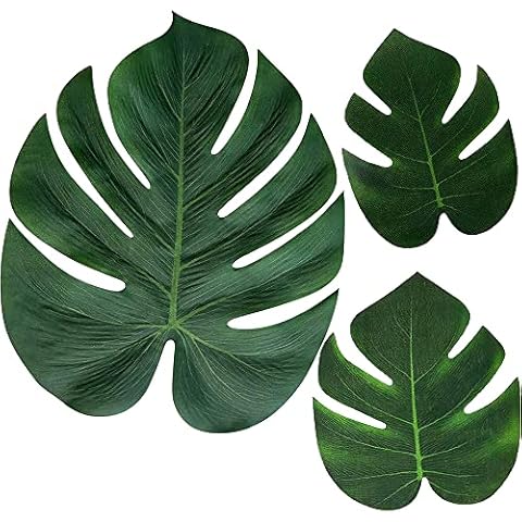 Moon Boat 120PCS Tropical Palm Leaves Plant Imitation Leaf-Hawaiian/Luau/Jungle Party Table Decorations Cover