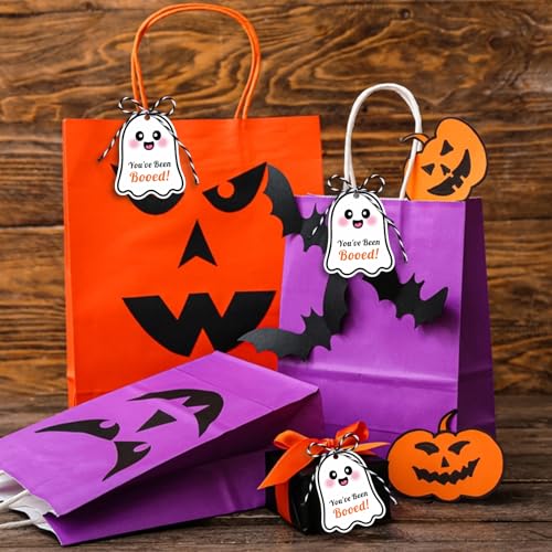 Etiquetas de feliz Halloween ghost boo con cuerda para bolsas de golosinas y regalos 7