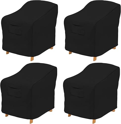Fundas para sillas Adirondack de patio, fundas resistentes para sillas de exterior, fundas impermeables para muebles de patio (paquete de 4, negro)