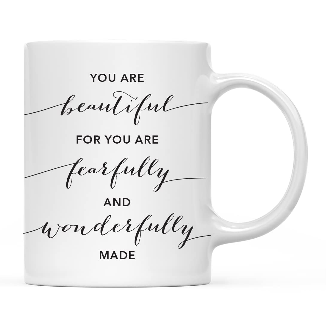 INKOLOGIE Modern Christian Bible Verses 11oz. Coffee Mug Gift, You are Beautiful for You are Fearfully and Wonderfully Made, 1-Pack, Girls Birthday