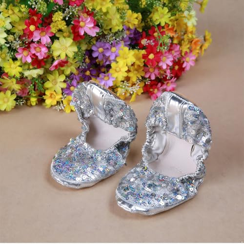 Metallic Sequins Roll Up Slippers Foldable Ballet Flats Split Sole Shoe Sparkly Night Out Shoes4