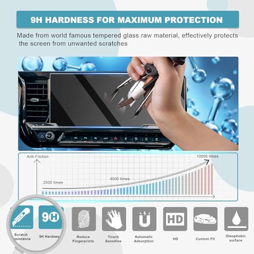 Image of CDEFG 2Pcs for 2026 Chevy Silverado Screen Protector Tempered Glass for 2026 Chevrolet Silverado 1500 2500HD 3500HD Accessories 13.4 inch Navi & 12.3 inch Instrument Screen Cover HD Clear
