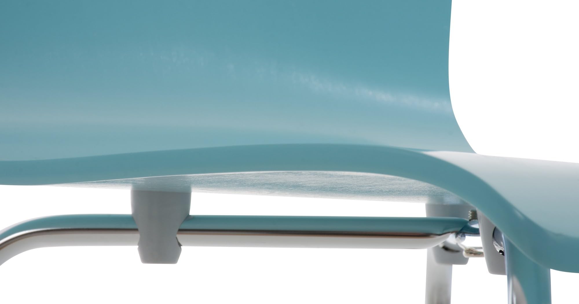CLP Set 4 Sedie Visitatore Pepe I Sedia Attesa Con Seduta In Legno E Telaio In Metallo Cromato I Sedia Ergonomica E Facile Da Pulire, Colore:azzurro