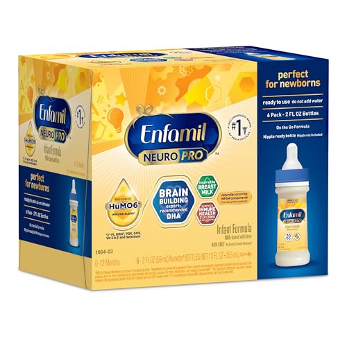 Enfamil NeuroPro Ready-to-Use Baby Formula, Ready to Feed, Brain and Immune Support with DHA, Iron and Prebiotics, Non-GMO, 2 Fl Oz Nursette Bottles, 6 Count