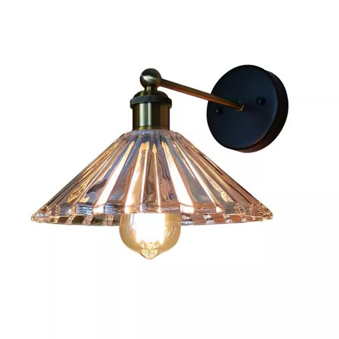 HUAYUSEDF Retro Wall Sconces Lighting Glass Shade Antique Lights E27 Base Industrial Lamp for Bedrooms, Living Room, Loft, Restaurant, Hallway Display