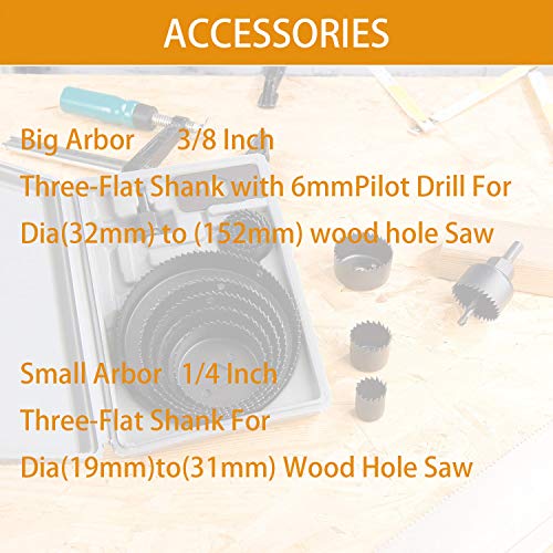 WXTOOLS 19Pcs Hole Saw Kit, Hole Cutter Set in Hard Box With 2 Mandrels, 1 Installation Plate, 1 Hex Key For Smooth and Fast Cutting in Soft Wood, Plastic, Drywall, Fiberboard