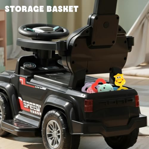 Image of Baybee Roady Pro Ride on Car for Kids | Push Ride on Jeep with Parental Handle & Safety Guardrail | Backrest, Light & Music Rideons Toy Car | Baby Ride on Cars for Kids 1 to 3 Years (Black)