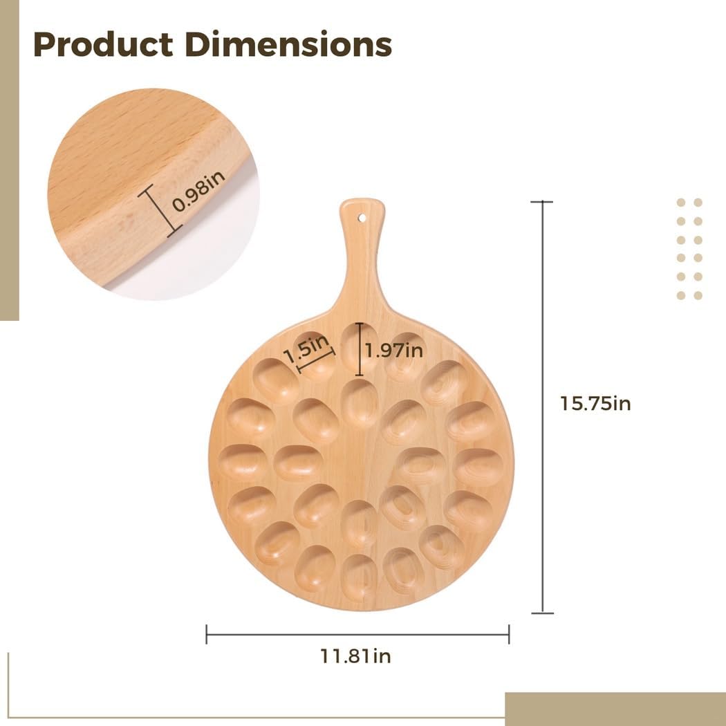 with Handle 2-in-1 Wooden Egg Tray, 24-Slot Deviled Egg Plate, Cheese Board Serving Platter for Party, Thick Countertop 12 Inch Kitchen