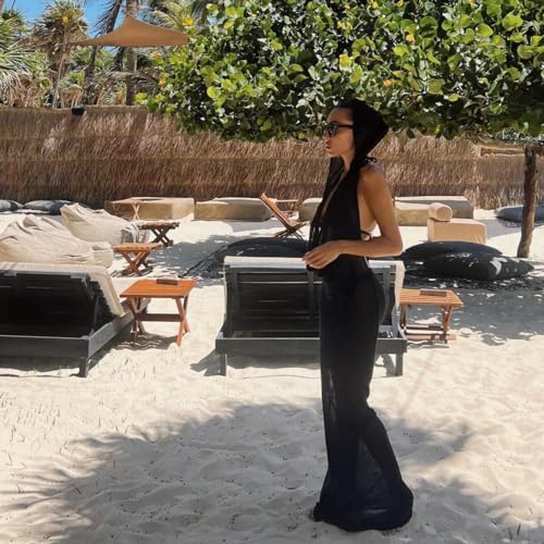 JasmyGirls Sexy Cover Ups for Swimsuit Cowl Neck Bikini Coverups Maxi Dress with Hooded3