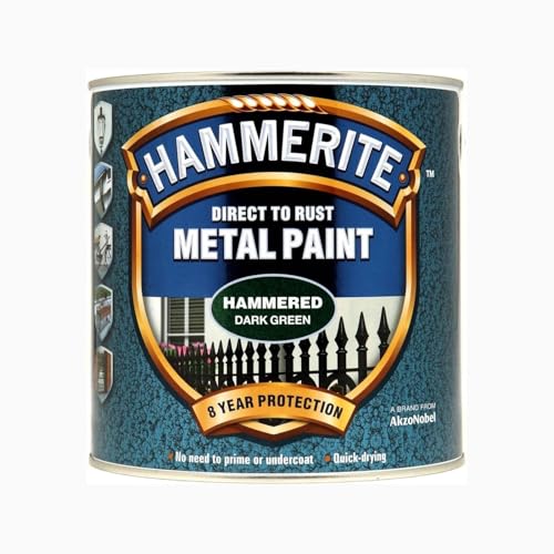 HOCHSTE Hammerite Metal Paint Hammered Dark Green Quick Drying Time Easy-to-Apply DIY Projects Garden Furniture Rust Protection Long-Lasting Interior and Exterior Use 250ml